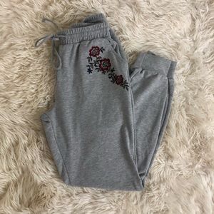 Floral Embroidered Sweatpants Joggers